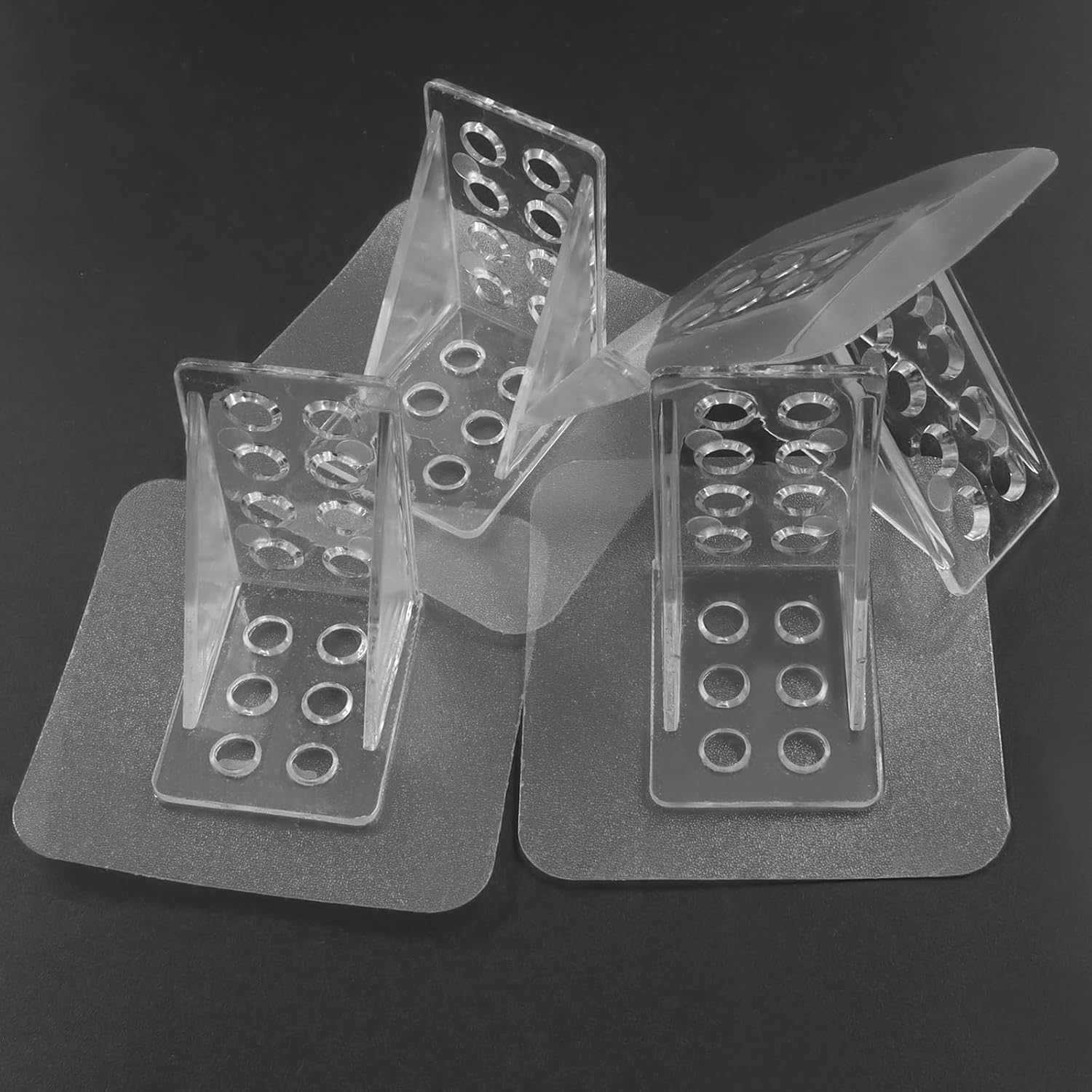 12 Pack Adhesive Shelf Bracket, Large Size Punch Free Bracket Single Row Shelf Support Peg, No-Drill Wall V1258-DP02-B-3778