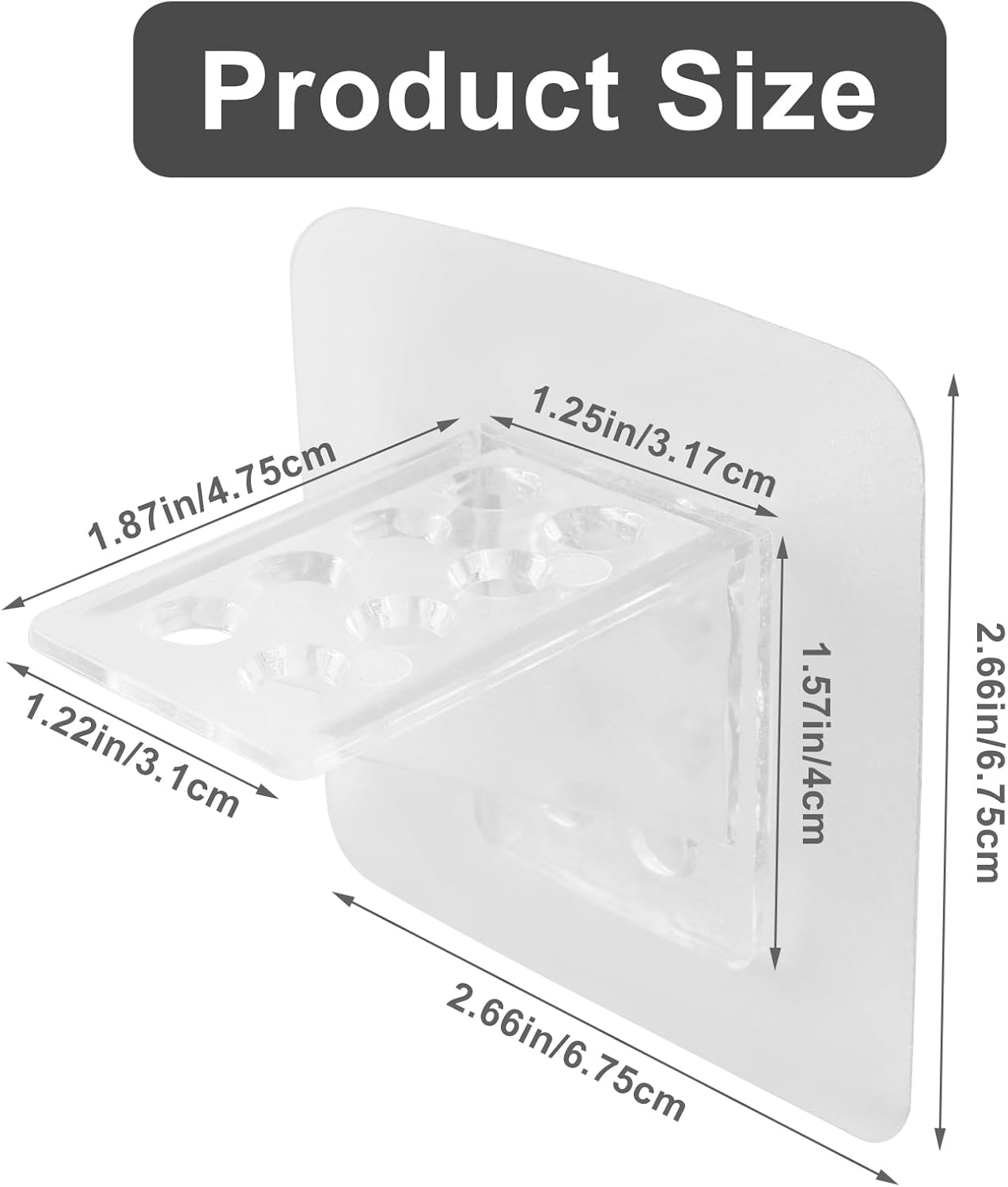 12 Pack Adhesive Shelf Bracket, Large Size Punch Free Bracket Single Row Shelf Support Peg, No-Drill Wall V1258-DP02-B-3778