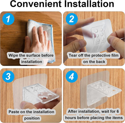 12 Pack Adhesive Shelf Bracket, Large Size Punch Free Bracket Single Row Shelf Support Peg, No-Drill Wall V1258-DP02-B-3778