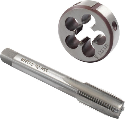 M14 x 1.5 HSS Metric Thread Tap and Die Set, Right Hand Machine Thread Tap and Round Die V1258-DP02-B-3780
