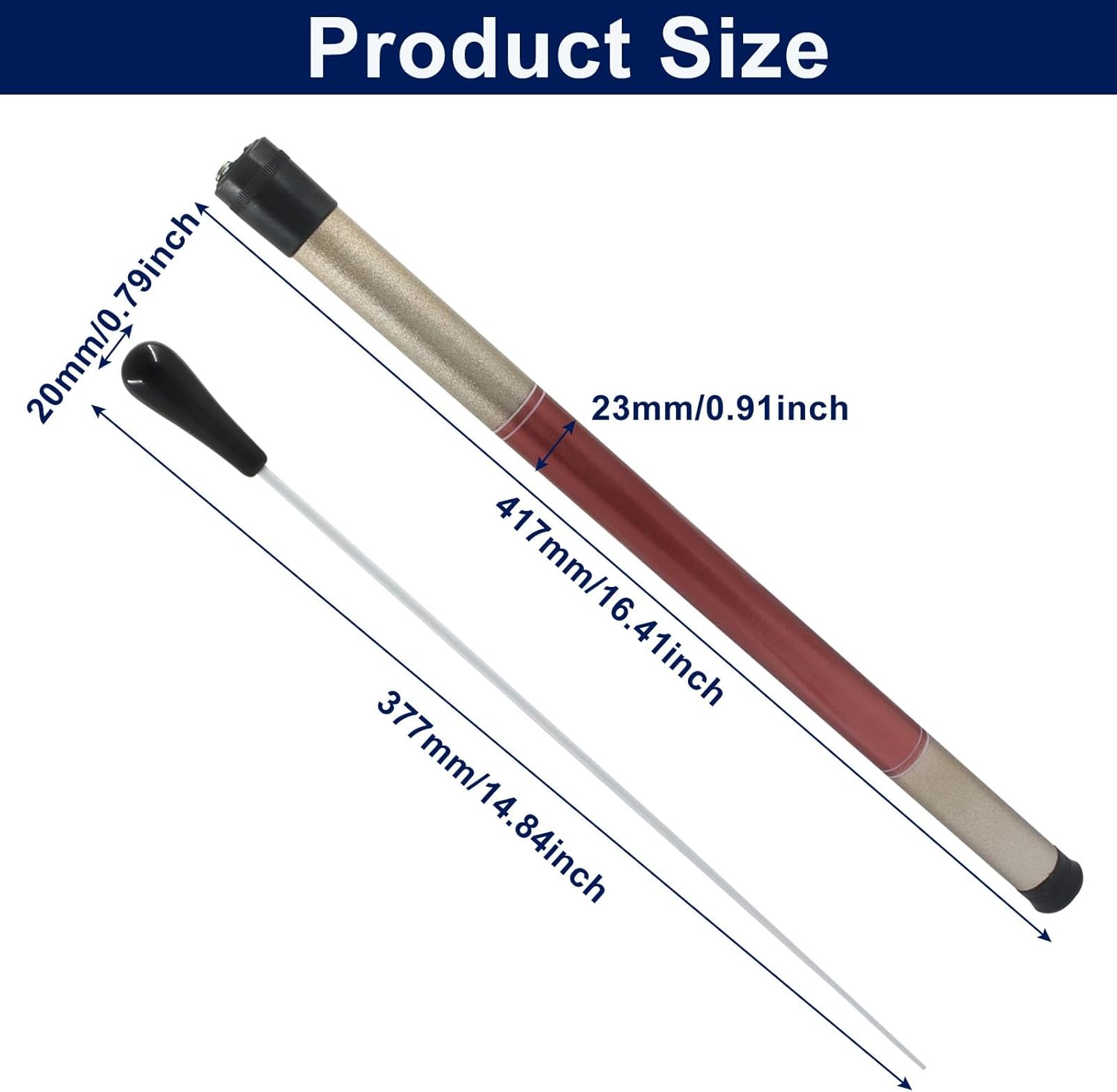 Music Conducting Baton, Imitation Agate Handle Baton Lightweight Conductor Baton with Tube Case for V1258-DP02-B-3791