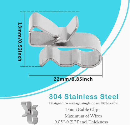 60pcs Solar Panel Cable Clips Trailer Wire Clips Stainless Steel, 0.85" / 22mm Length V1258-DP02-B-3793