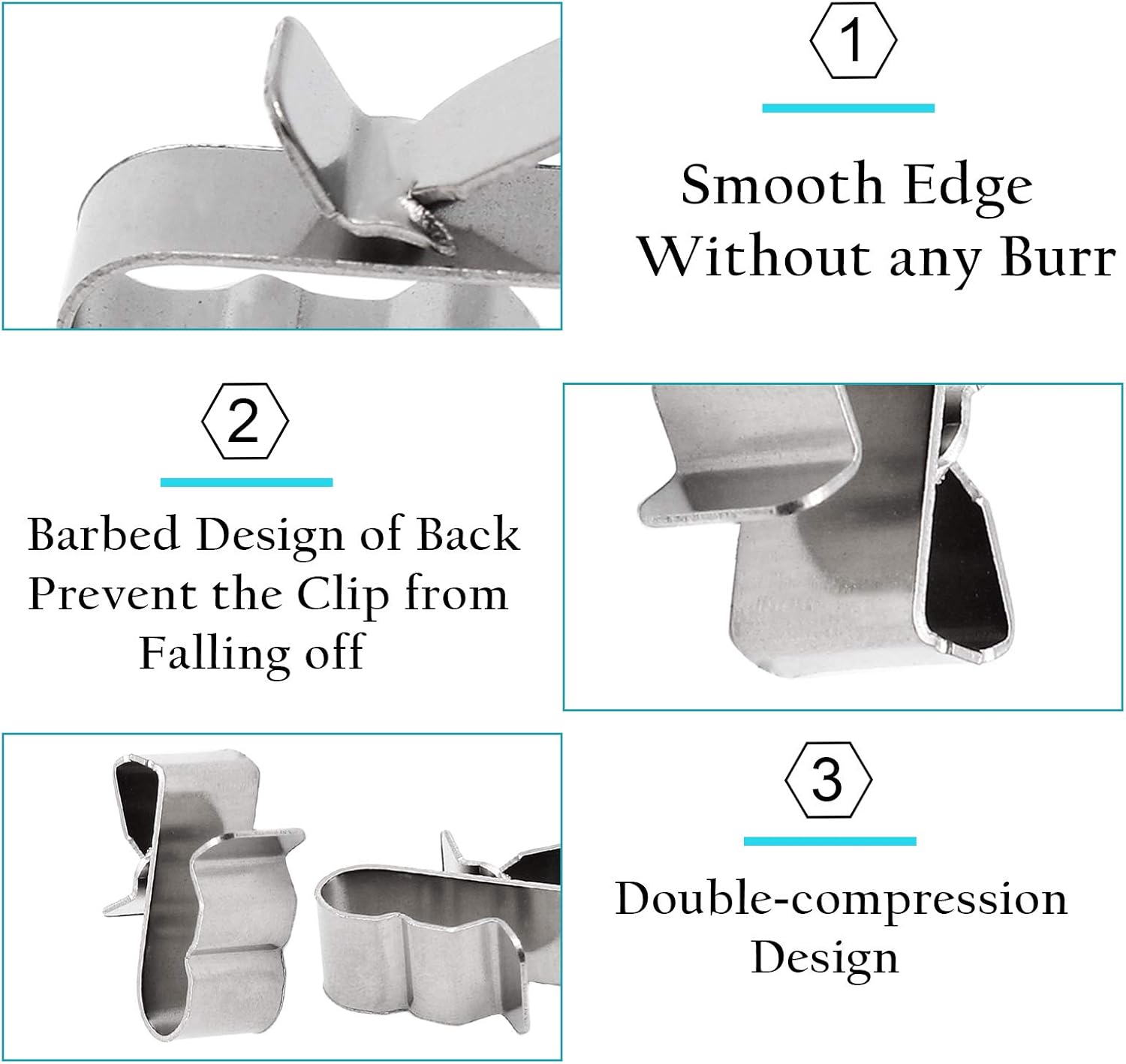 60pcs Solar Panel Cable Clips Trailer Wire Clips Stainless Steel, 0.85" / 22mm Length V1258-DP02-B-3793