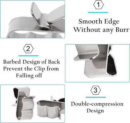 60pcs Solar Panel Cable Clips Trailer Wire Clips Stainless Steel, 0.85" / 22mm Length V1258-DP02-B-3793
