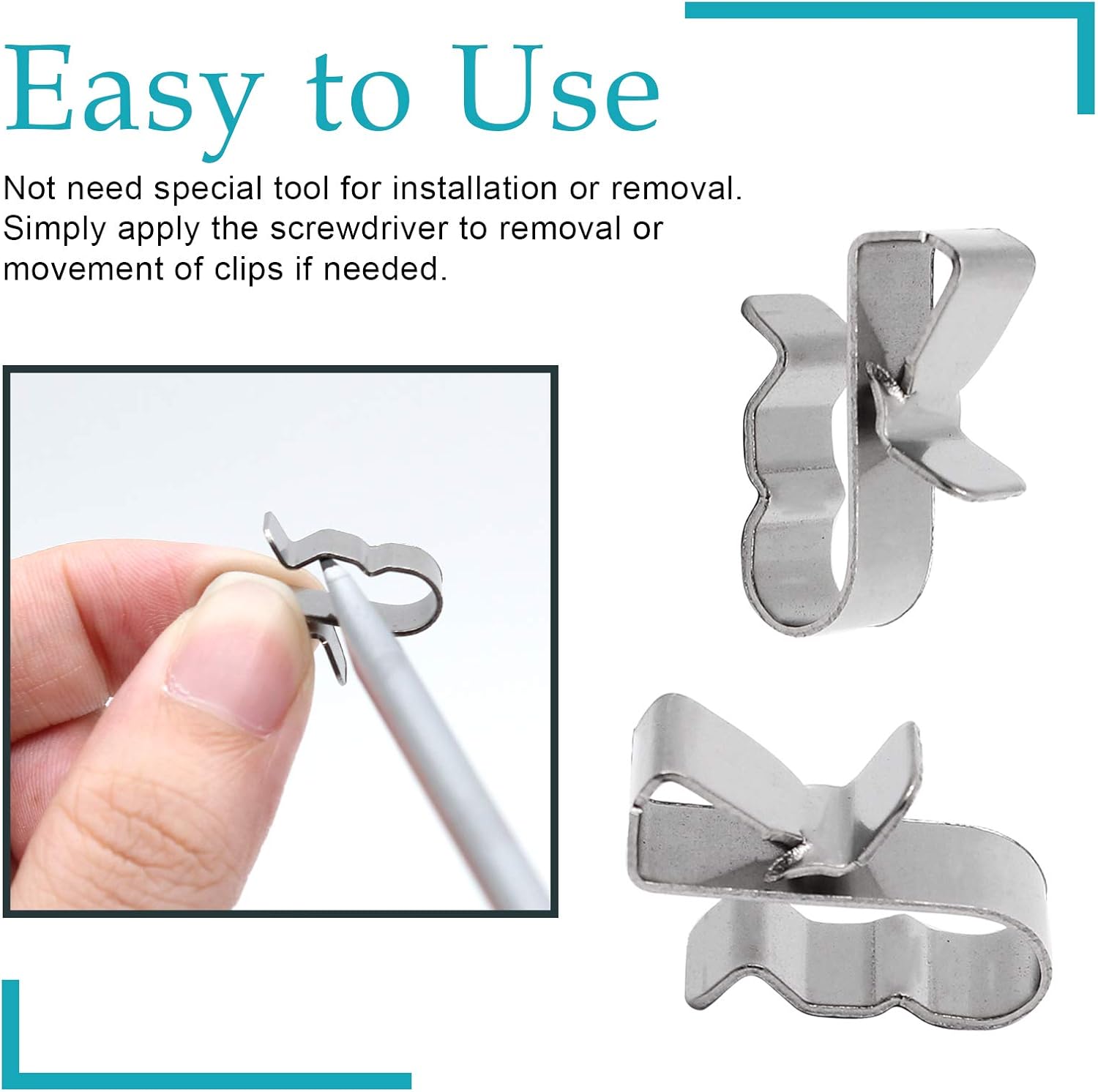 60pcs Solar Panel Cable Clips Trailer Wire Clips Stainless Steel, 0.85" / 22mm Length V1258-DP02-B-3793