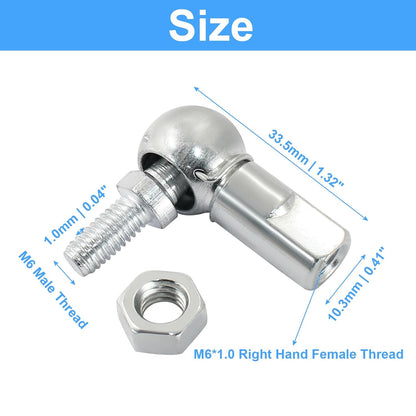 4 PCS m6 x 1.0mm Right Thread Ball Head Joint Rod End Bearing, Carbon Steel Ball Socket End Fitting for Hinge V1258-DP02-B-3794