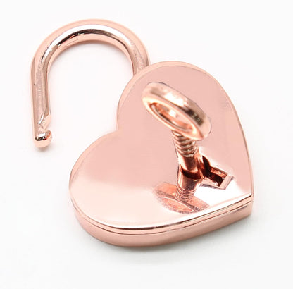 3pcs Mini Heart Shaped Padlock, Metal Lock with Key for Diary Book Jewelry Storage Box Handbag (Rose Gold) V1258-DP02-B-3798