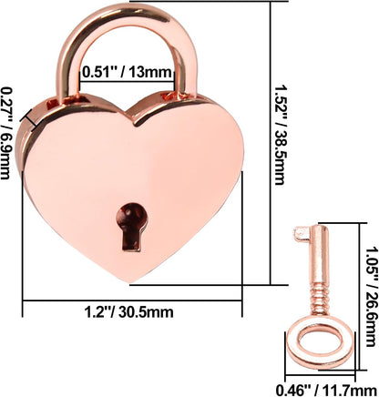 3pcs Mini Heart Shaped Padlock, Metal Lock with Key for Diary Book Jewelry Storage Box Handbag (Rose Gold) V1258-DP02-B-3798