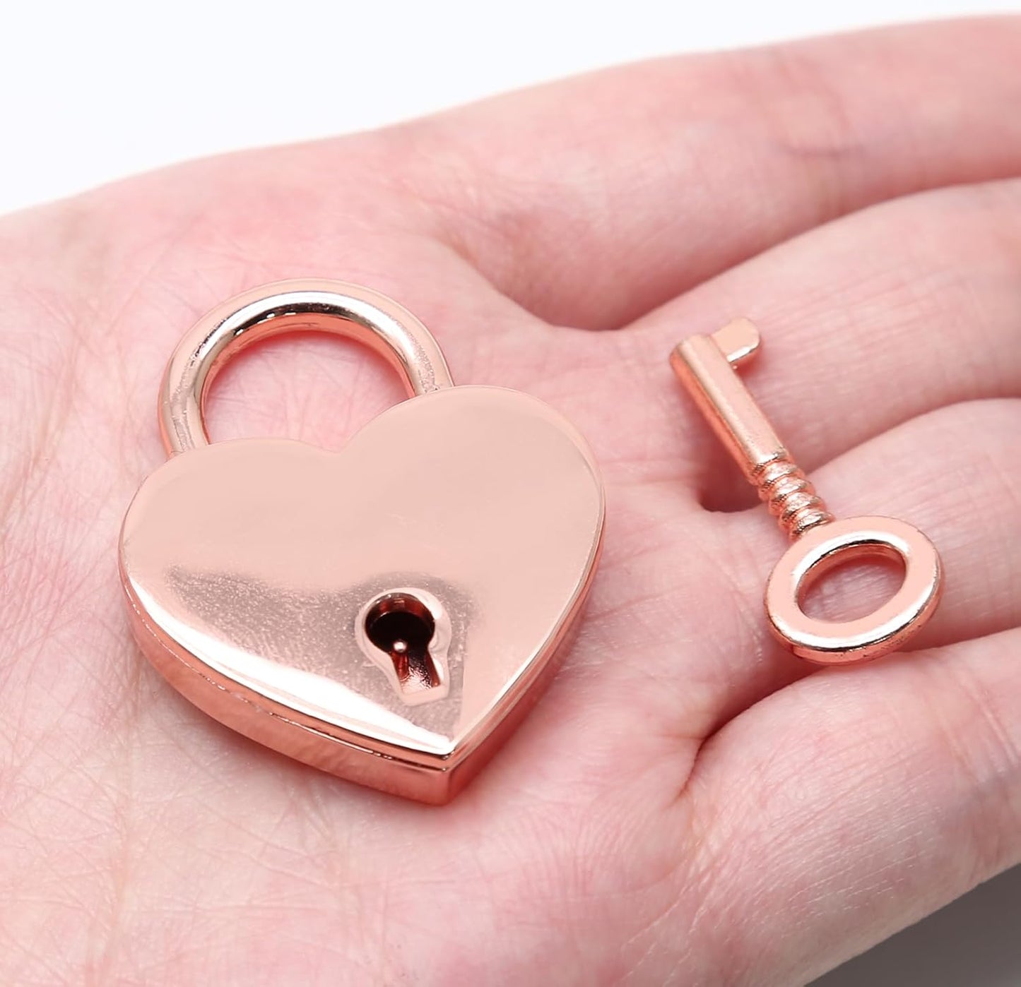 3pcs Mini Heart Shaped Padlock, Metal Lock with Key for Diary Book Jewelry Storage Box Handbag (Rose Gold) V1258-DP02-B-3798