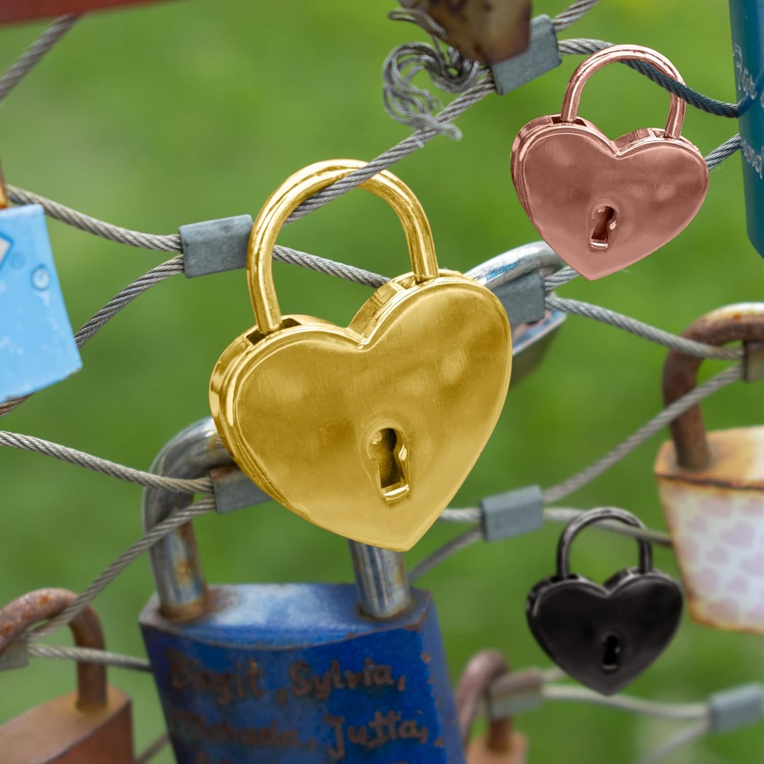 3pcs Mini Heart Shaped Padlock, Metal Lock with Key for Diary Book Jewelry Storage Box Handbag (Rose Gold) V1258-DP02-B-3798