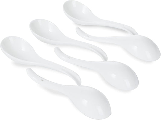 Asian Soup Spoons Set of 6, Ceramic Japanese Soup Spoons, Ramen Spoon for Cereal Wonton Dumpling V1258-DP02-B-38