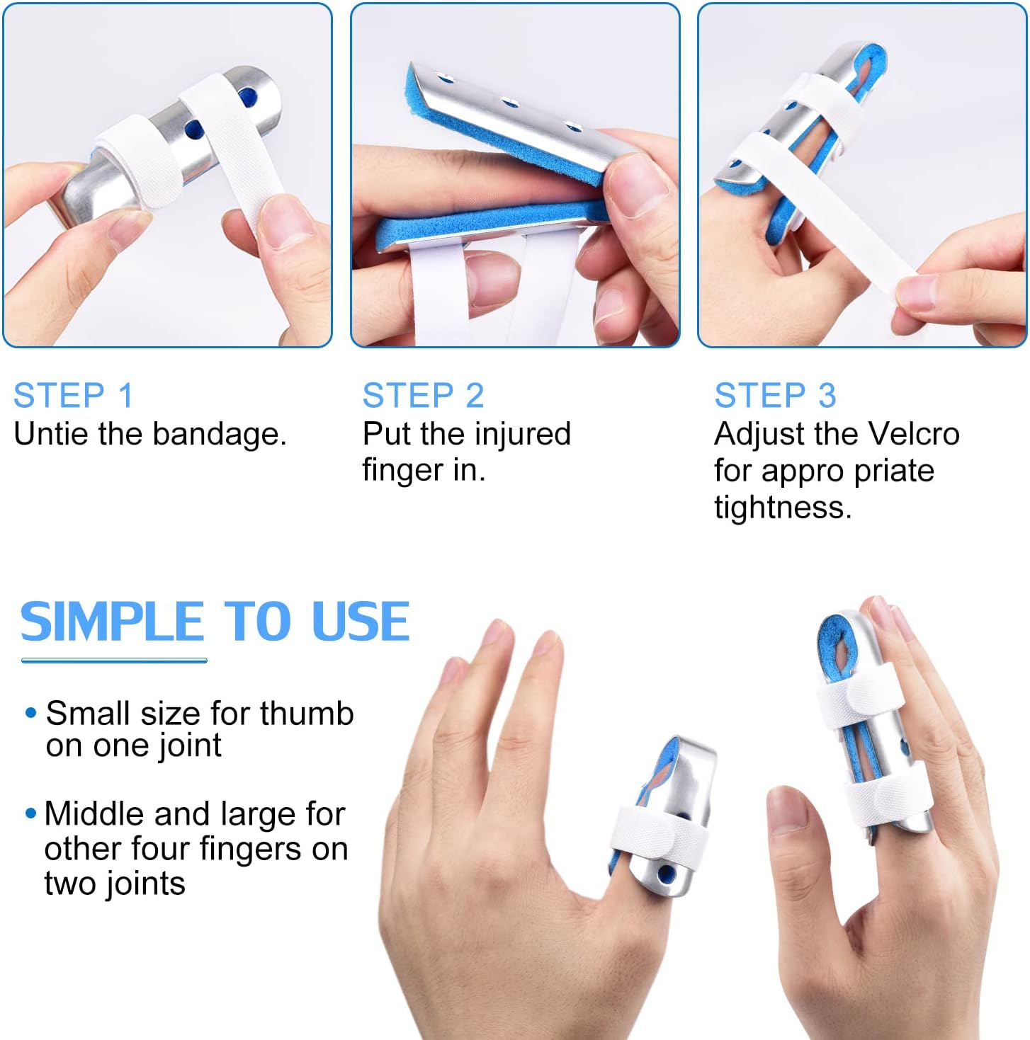 Finger Splint, 5PCS Finger Support Brace Finger Stabilizer for Broken Fingers Straightening Arthritis Knuckle V1258-DP02-B-380