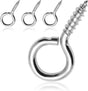 100pcs 3/4 Inch Eye Hooks Screw, #1 x 3/4 Inch Eyes Screws Small Metal Screw Hooks V1258-DP02-B-3800