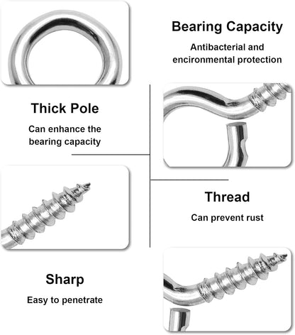 100pcs 3/4 Inch Eye Hooks Screw, #1 x 3/4 Inch Eyes Screws Small Metal Screw Hooks V1258-DP02-B-3800