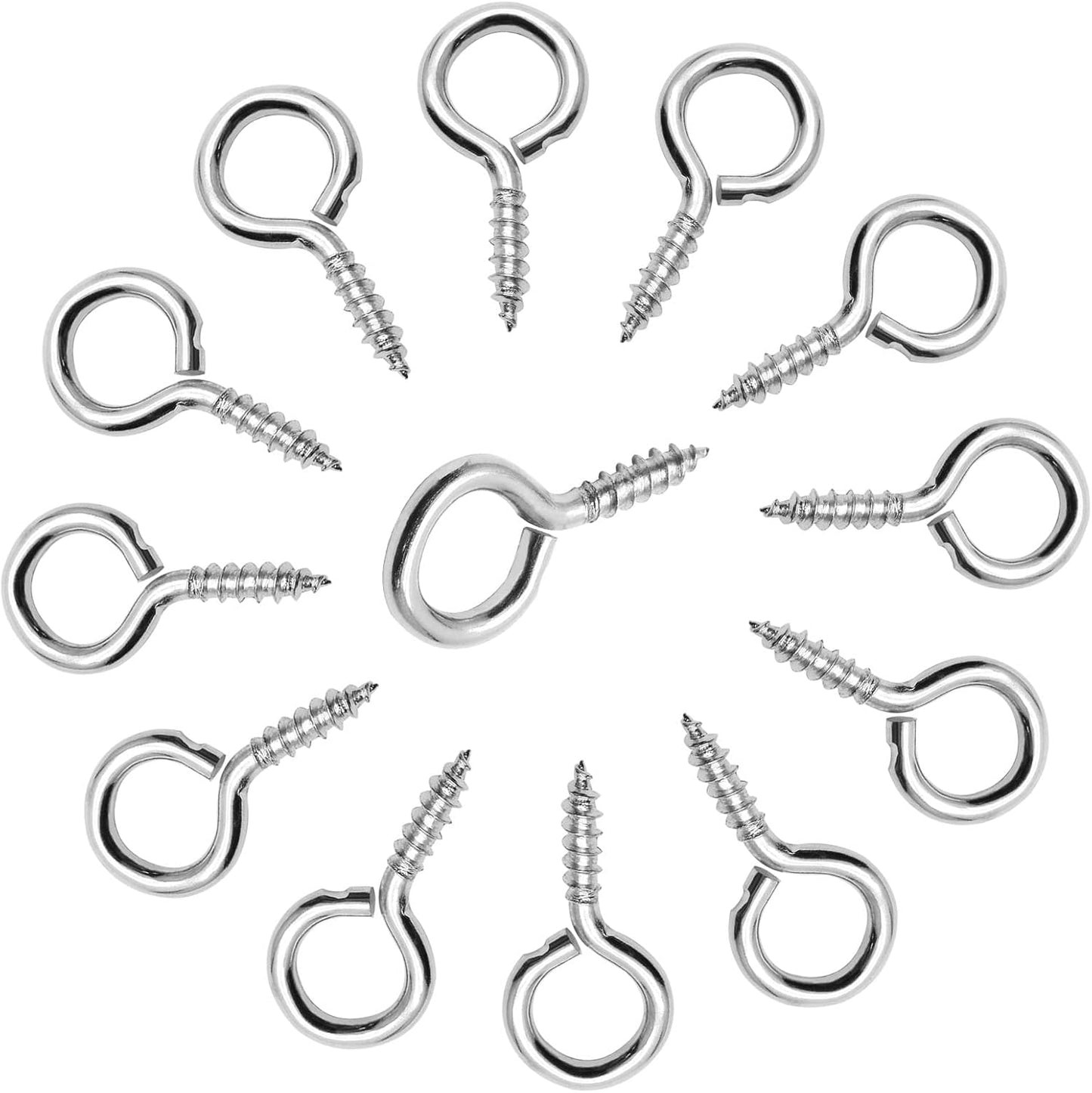100pcs 3/4 Inch Eye Hooks Screw, #1 x 3/4 Inch Eyes Screws Small Metal Screw Hooks V1258-DP02-B-3800