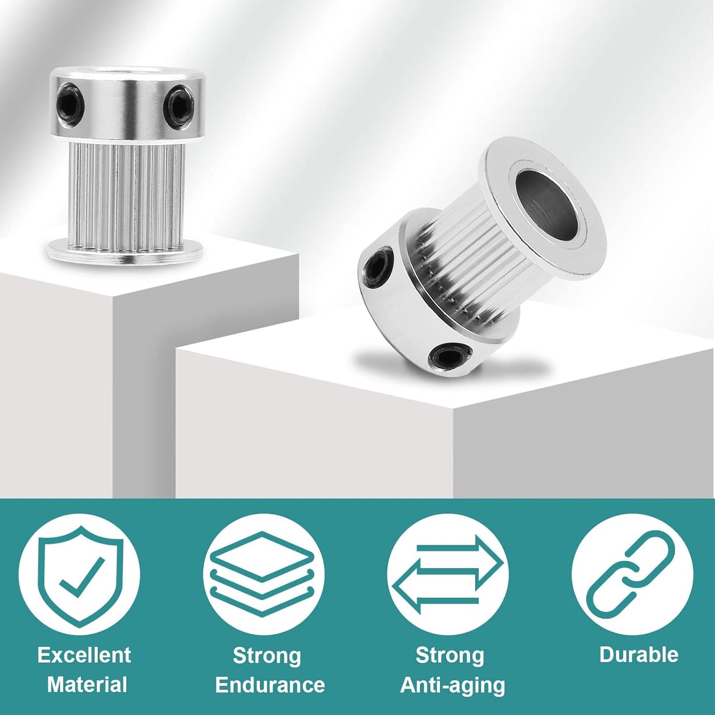 5pcs GT2 Pulley 20 Teeth 8mm Bore Fit 10mm Belt Width, Aluminum Timing Pulley Wheel Synchronous Wheels Gear V1258-DP02-B-3801