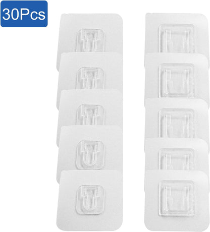 30 Pair Double Sided Adhesive Hooks Wall Adhesive Hooks Wall Hanger Holder Utility Wall Hooks for Bathroom V1258-DP02-B-3807