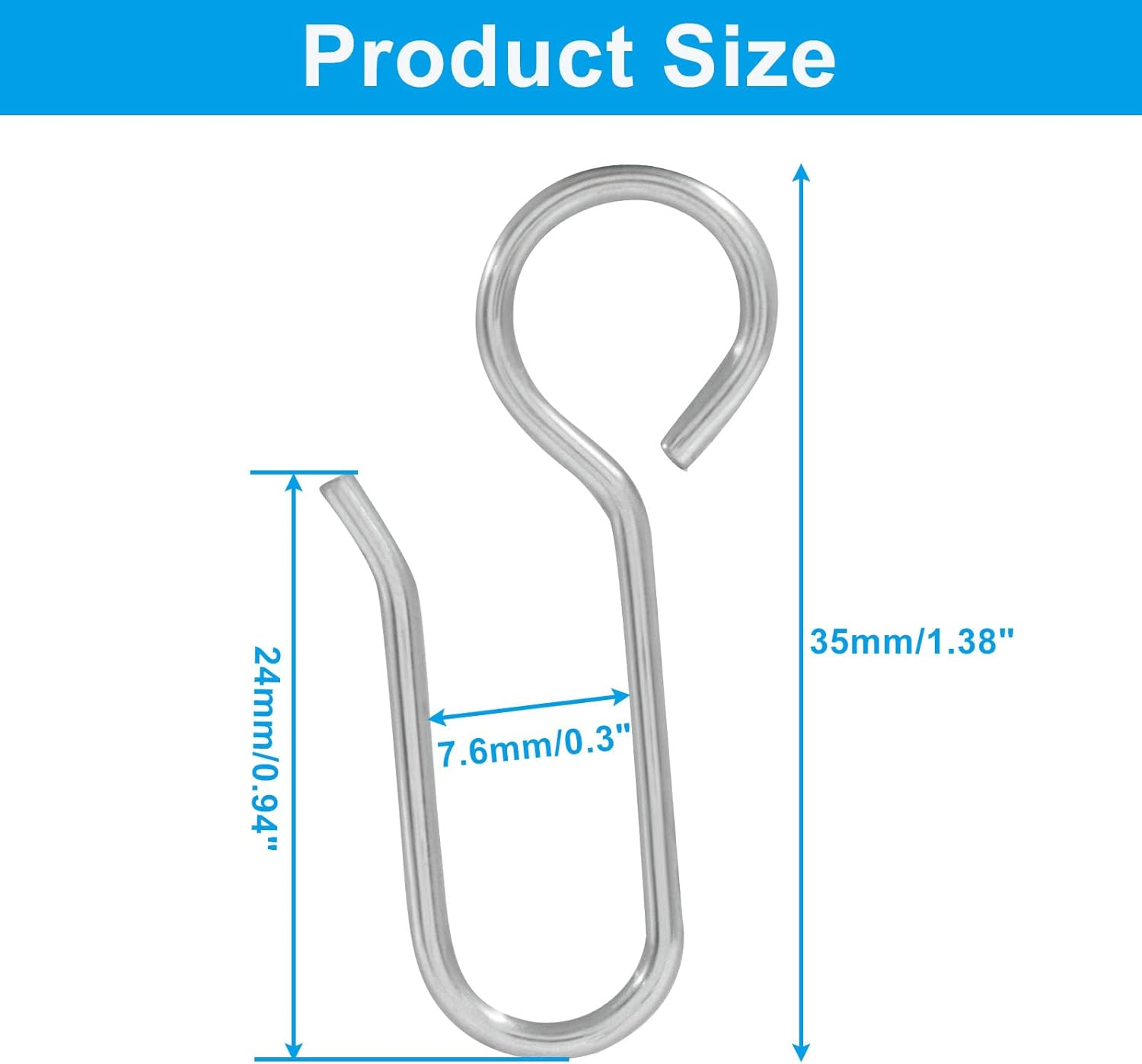 60 Pack S-Shaped Metal Curtain Track Hooks, Small Drapery Hooks Drape Pins, Ceiling Curtain Track Holders for V1258-DP02-B-3808