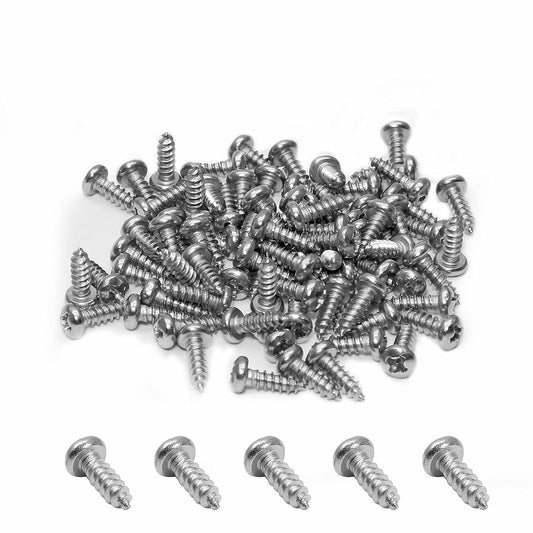 100pcs #2 x 1/4" Pan Head Sheet Metal Screws, Phillips Drive Self-Tapping Screw, Round Head Wood Screw, Full V1258-DP02-B-3809