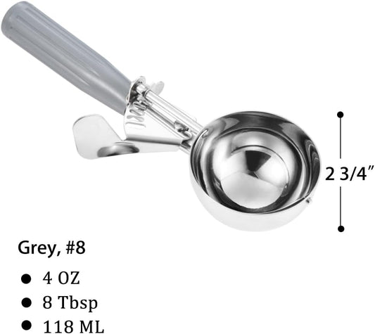 Portion Scoop - #8 (4 oz) - Disher, Large Cookie Scoop, Food Scoops, Muffin Scoops - Portion Control - 18/8 V1258-DP02-B-381