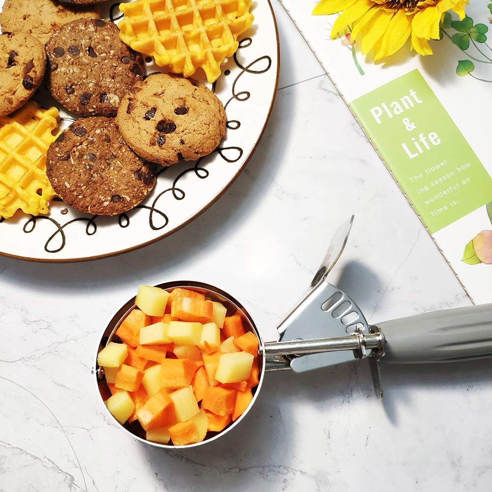 Portion Scoop - #8 (4 oz) - Disher, Large Cookie Scoop, Food Scoops, Muffin Scoops - Portion Control - 18/8 V1258-DP02-B-381