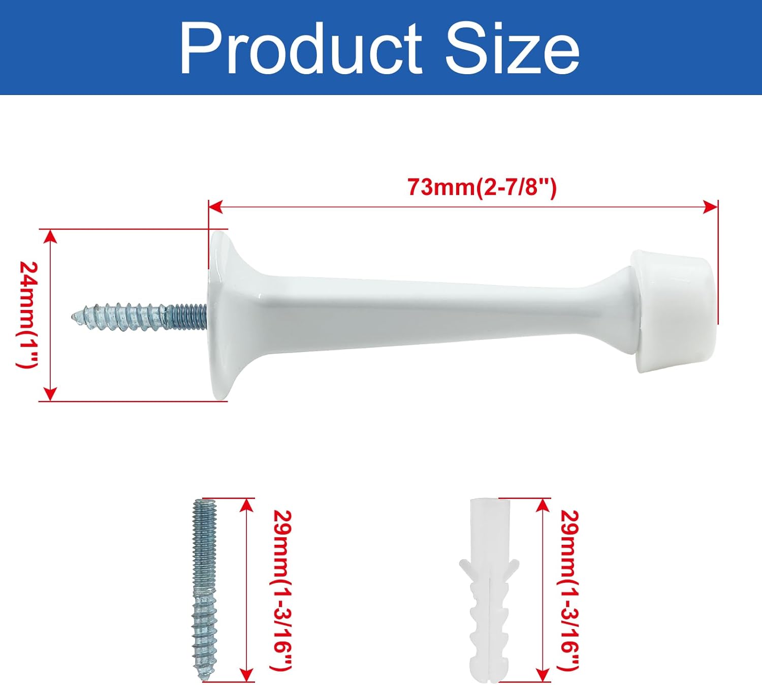 5 Pack Solid Rigid Door Stops Heavy Duty Door Stops 3" Door Stoppers with Rubber Tip for Wall & Door V1258-DP02-B-3813