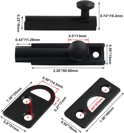 Sliding Deadbolt, Heavy Duty Solid Brass Surface Bolt, Door Slide Lock Anti Theft Security Door Latch Lock V1258-DP02-B-3814