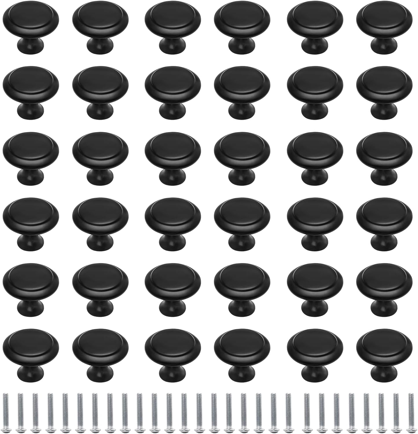 36 Pack Round Cabinet Knobs 1.05 Inch Drawer Pulls with Screws for Kitchen Cabinet Knobs Dresser and Door V1258-DP02-B-3815