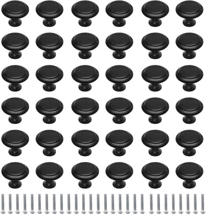 36 Pack Round Cabinet Knobs 1.05 Inch Drawer Pulls with Screws for Kitchen Cabinet Knobs Dresser and Door V1258-DP02-B-3815