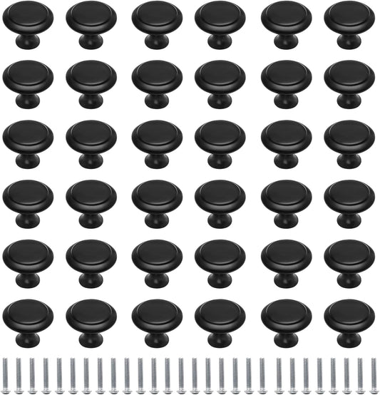 36 Pack Round Cabinet Knobs 1.05 Inch Drawer Pulls with Screws for Kitchen Cabinet Knobs Dresser and Door V1258-DP02-B-3815
