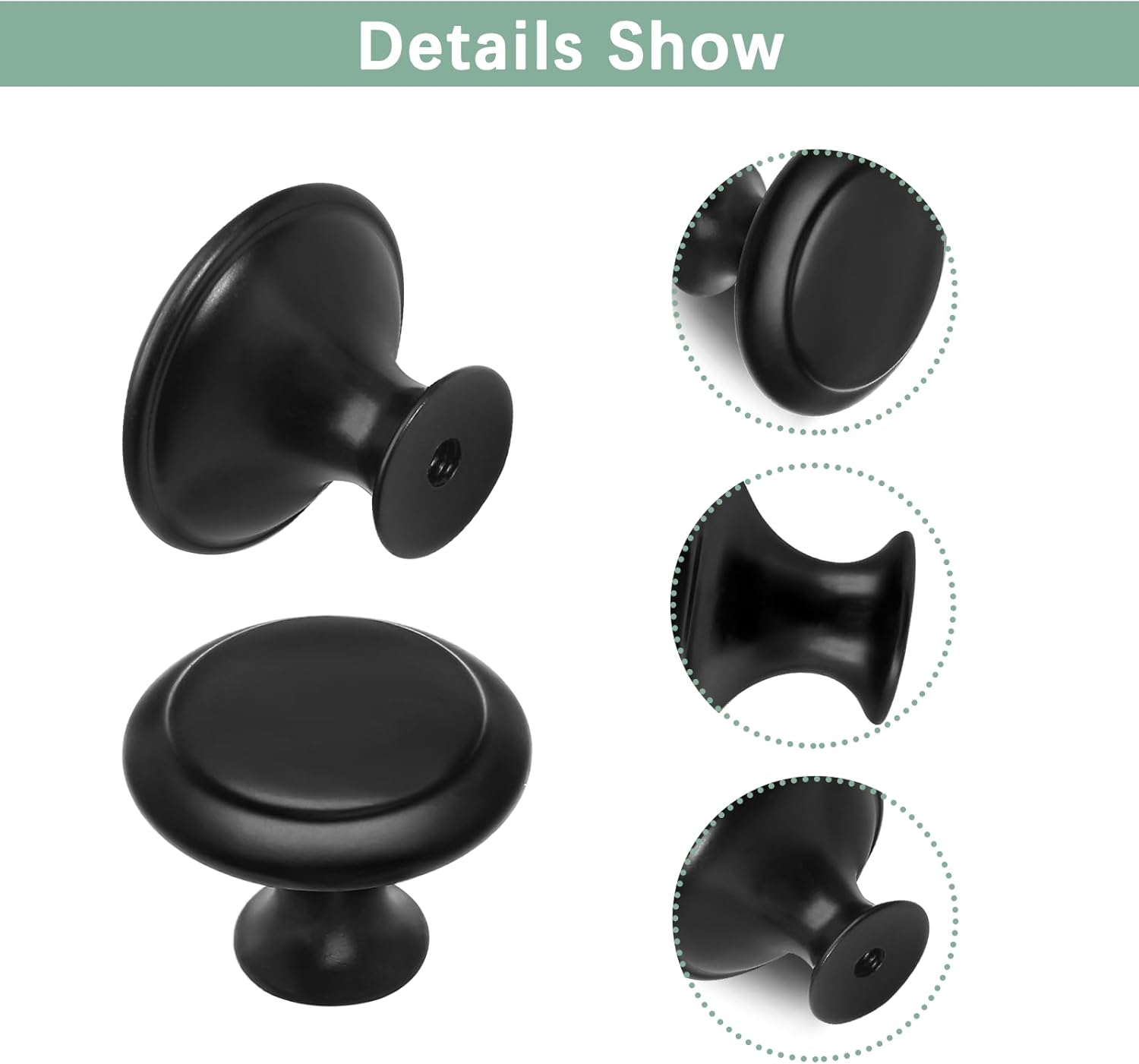 36 Pack Round Cabinet Knobs 1.05 Inch Drawer Pulls with Screws for Kitchen Cabinet Knobs Dresser and Door V1258-DP02-B-3815