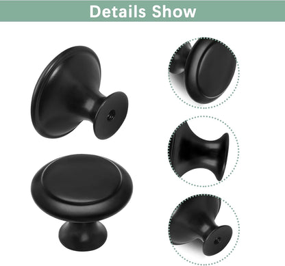 36 Pack Round Cabinet Knobs 1.05 Inch Drawer Pulls with Screws for Kitchen Cabinet Knobs Dresser and Door V1258-DP02-B-3815