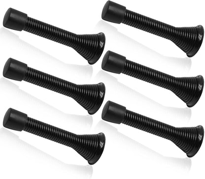 6 Pack Spring Door Stoppers with Rubber Bumper, 3 to 4 Inch Adjustable Spring Steel Door Stoppers, Flexible V1258-DP02-B-3816