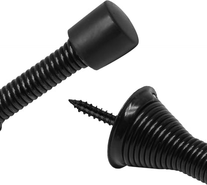 6 Pack Spring Door Stoppers with Rubber Bumper, 3 to 4 Inch Adjustable Spring Steel Door Stoppers, Flexible V1258-DP02-B-3816