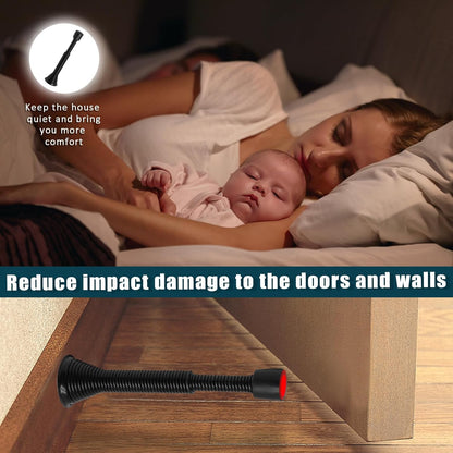 6 Pack Spring Door Stoppers with Rubber Bumper, 3 to 4 Inch Adjustable Spring Steel Door Stoppers, Flexible V1258-DP02-B-3816