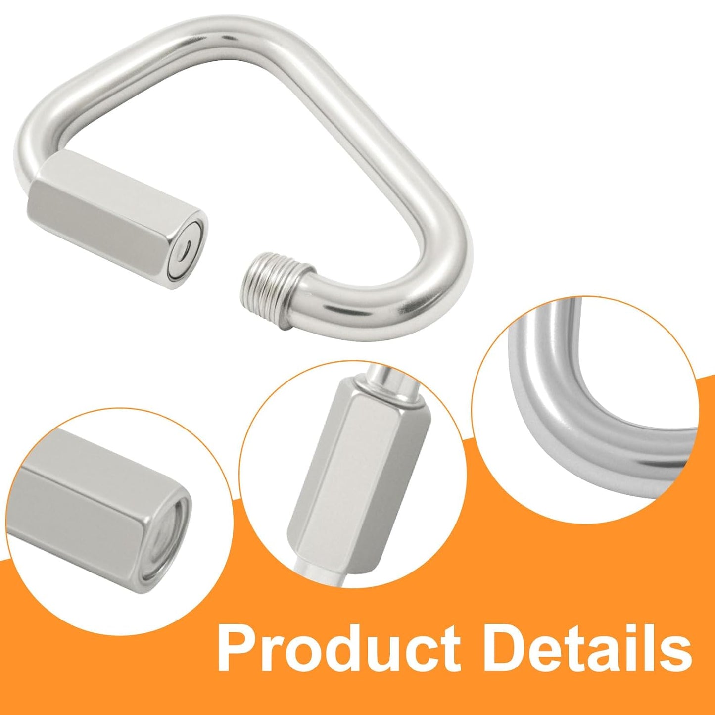 4.1 Inch Delta Quick Link, Stainless Steel Triangle Quick Connector M12 Heavy Duty Chain Connector (1 Pack, V1258-DP02-B-3818