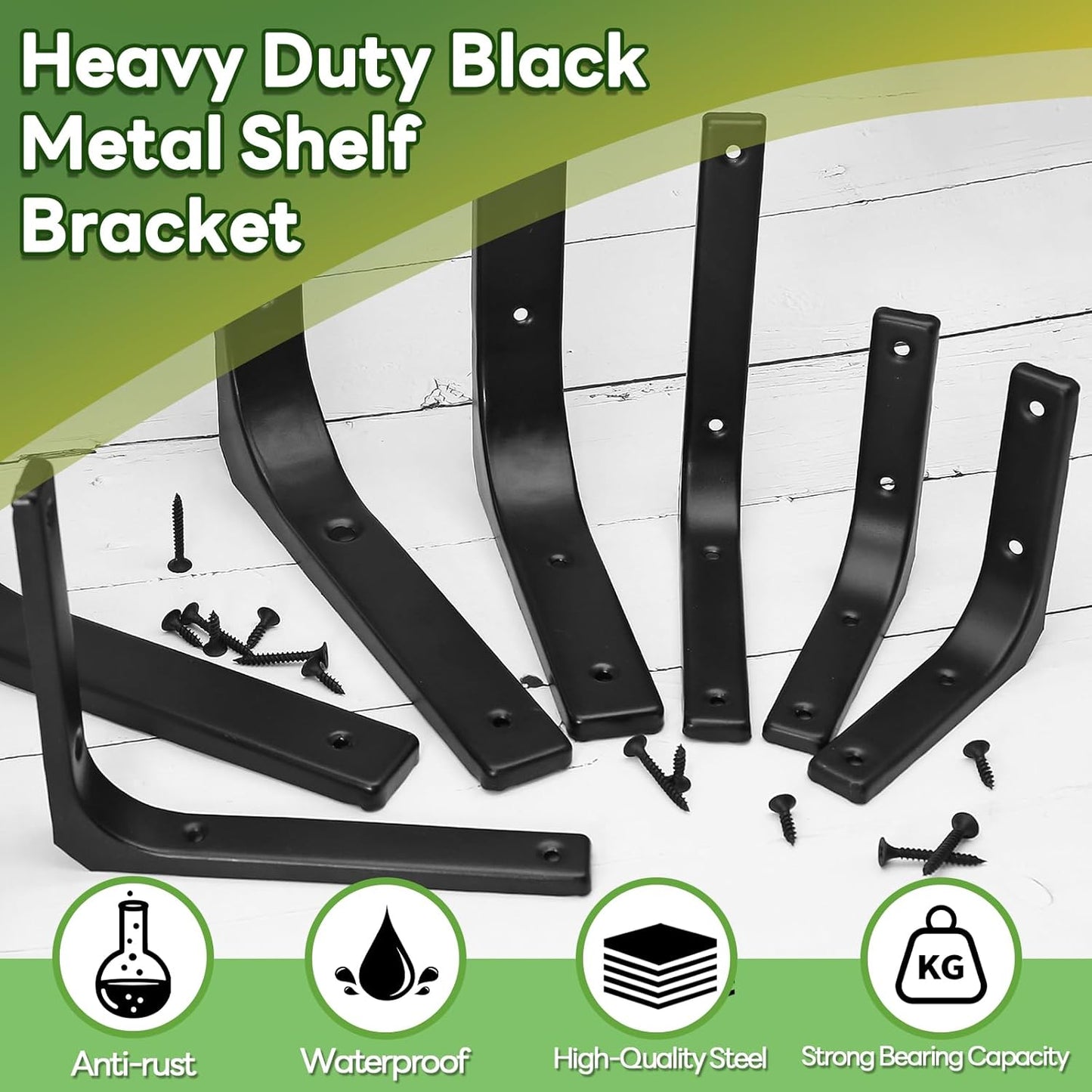 4 Pack Wall Shelf Brackets, 4 x 4 Inch Heavy Duty Shelf Support Bracket, Floating Shelf Bracket L Bracket V1258-DP02-B-3822