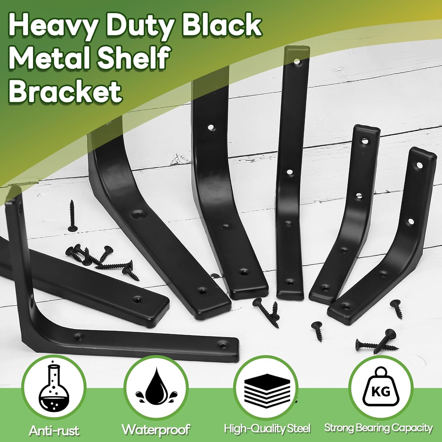 4 Pack Wall Shelf Brackets, 4 x 4 Inch Heavy Duty Shelf Support Bracket, Floating Shelf Bracket L Bracket V1258-DP02-B-3822