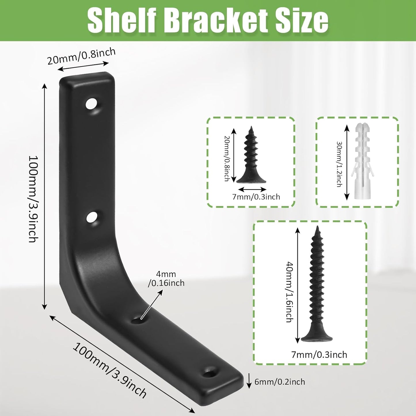 4 Pack Wall Shelf Brackets, 4 x 4 Inch Heavy Duty Shelf Support Bracket, Floating Shelf Bracket L Bracket V1258-DP02-B-3822