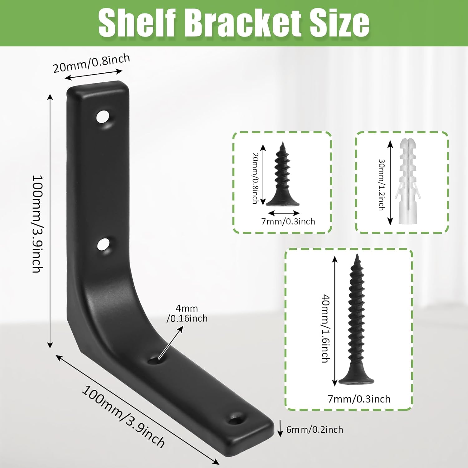 4 Pack Wall Shelf Brackets, 4 x 4 Inch Heavy Duty Shelf Support Bracket, Floating Shelf Bracket L Bracket V1258-DP02-B-3822