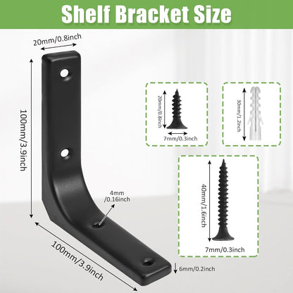 4 Pack Wall Shelf Brackets, 4 x 4 Inch Heavy Duty Shelf Support Bracket, Floating Shelf Bracket L Bracket V1258-DP02-B-3822