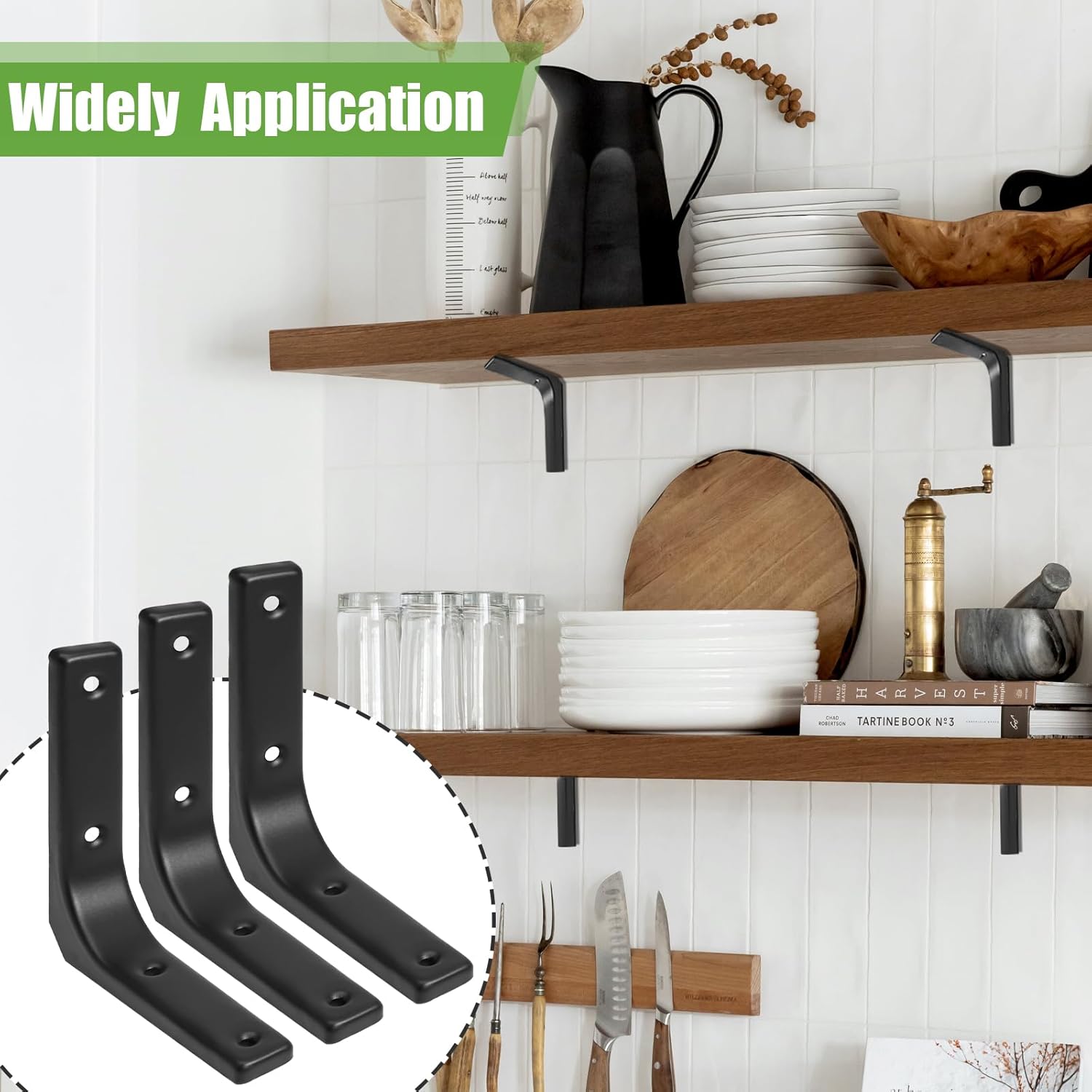 4 Pack Wall Shelf Brackets, 4 x 4 Inch Heavy Duty Shelf Support Bracket, Floating Shelf Bracket L Bracket V1258-DP02-B-3822