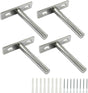 4 Pcs Hidden Floating Shelf Brackets, 3 Inch, Silver, Steel, Wall Mount, Screws and Wall Plugs Included V1258-DP02-B-3825