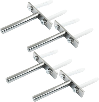 4 Pcs Hidden Floating Shelf Brackets, 3 Inch, Silver, Steel, Wall Mount, Screws and Wall Plugs Included V1258-DP02-B-3825