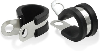 20 PCS 5/8 Inch Cable Clamp 304 Stainless Steel Pipe Clamp, Rubber Cushioned Insulated V1258-DP02-B-3826