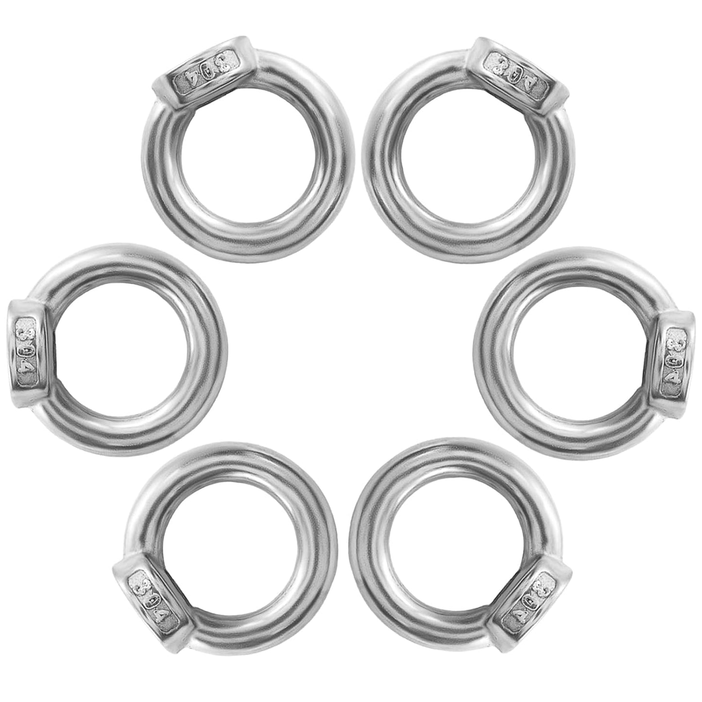 6 Pcs M10 304 Stainless Steel Lifting Eye Nut, 3/8" Metric Ring Shape Nut Threaded Fastener for V1258-DP02-B-3828