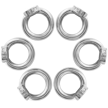 6 Pcs M10 304 Stainless Steel Lifting Eye Nut, 3/8" Metric Ring Shape Nut Threaded Fastener for V1258-DP02-B-3828