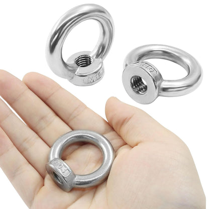 6 Pcs M10 304 Stainless Steel Lifting Eye Nut, 3/8" Metric Ring Shape Nut Threaded Fastener for V1258-DP02-B-3828
