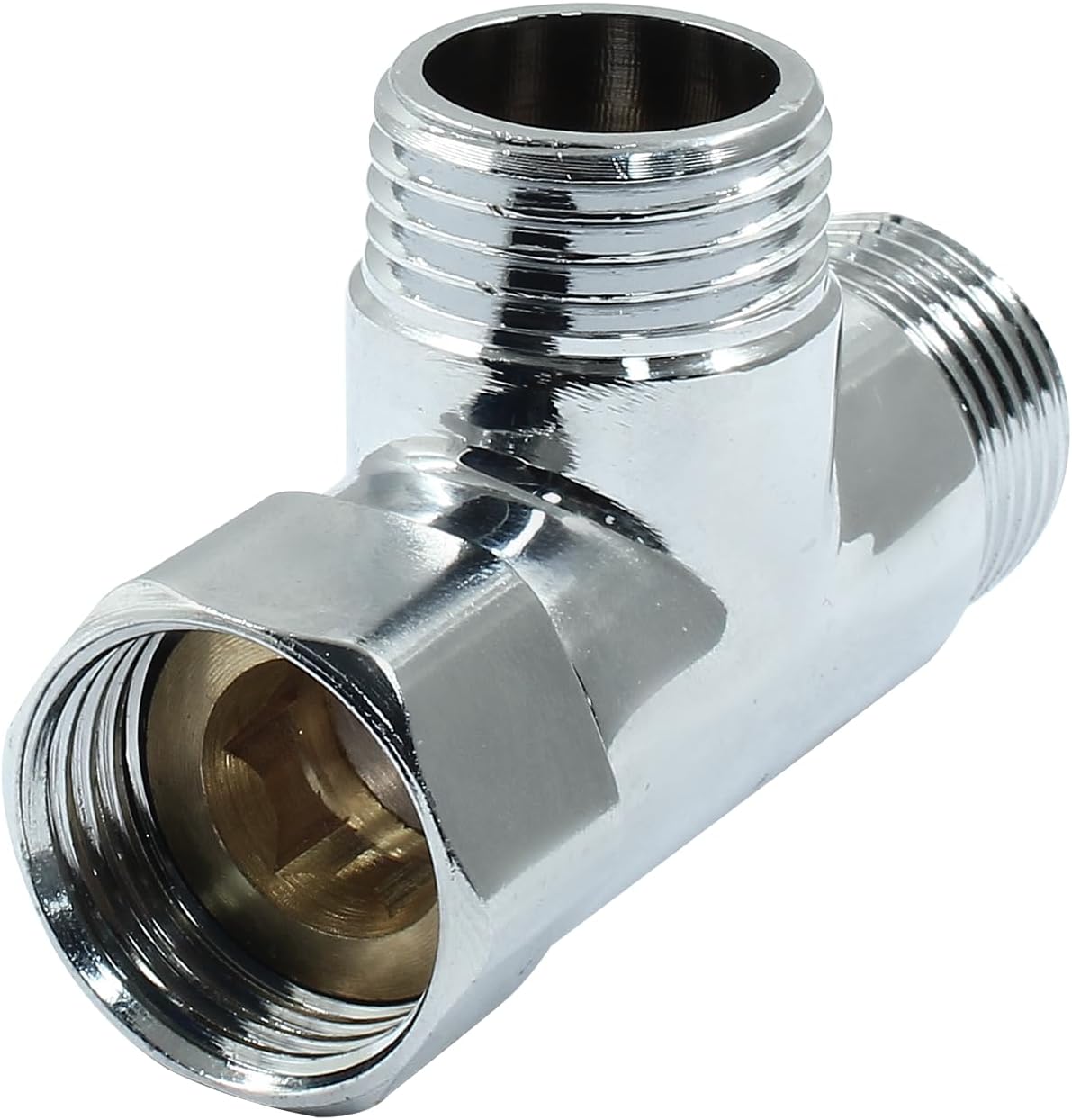 G1/2" 3 Way Diverter Valve, Solid Brass Tee Adapter Connection for Bath Shower Arm, Bidet Sprayer Faucet V1258-DP02-B-3830