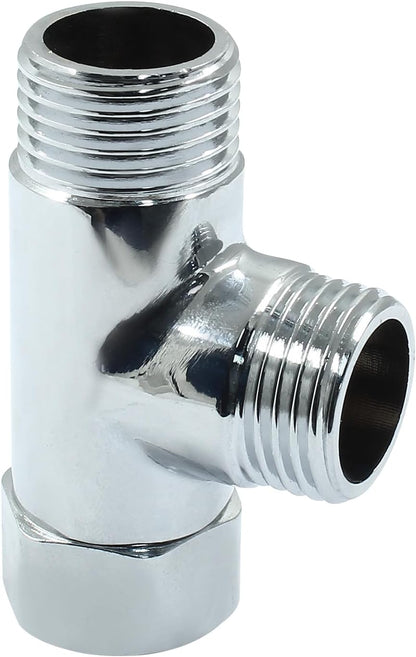 G1/2" 3 Way Diverter Valve, Solid Brass Tee Adapter Connection for Bath Shower Arm, Bidet Sprayer Faucet V1258-DP02-B-3830